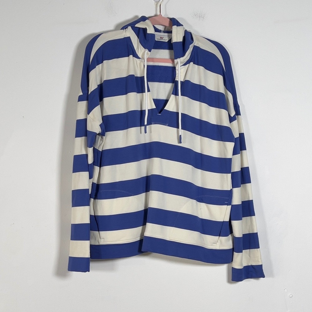 Vineyard Vines Dreamclothes Hoodie Sweatshirt Women Sz XL Blue Striped Pullover